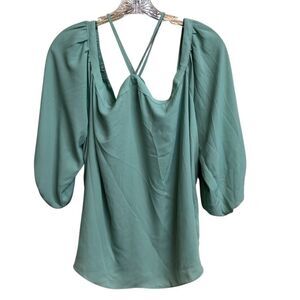 538. ELOQUII turquoise halter off the shoulder blouse size 18